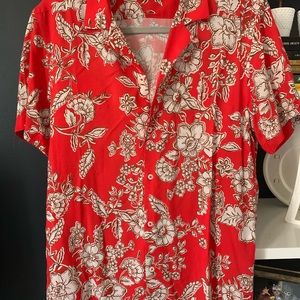 Zara Man Red Floral Shirt